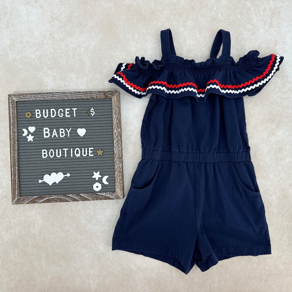 Janie and Jack 4th of July Knit Romper 5Y